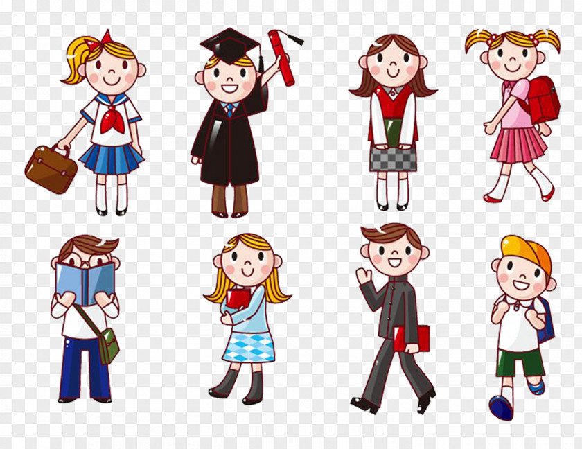 Cartoon College Students EPS Material Student Clip Art PNG