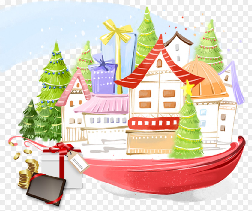 Christmas Town Ornament Santa Claus Tree Gift PNG