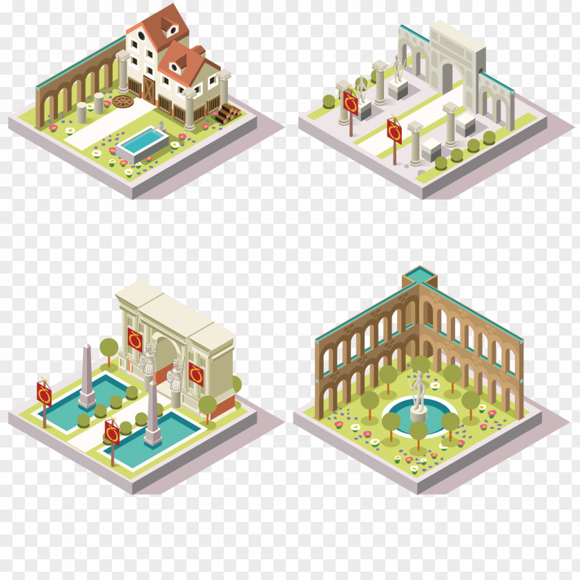 Fountain House Explore Game Isometric Graphics In Video Games And Pixel Art Tile-based Building PNG