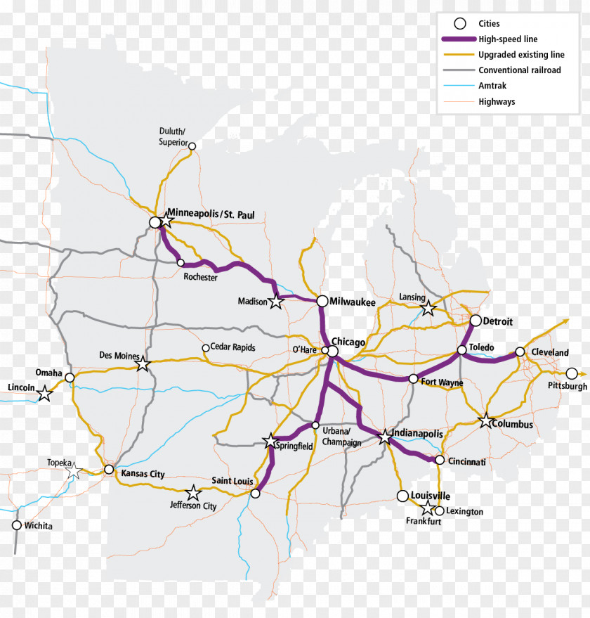 Midwest High Speed Rail Association Midwestern United States Transport Cincinnati Train PNG
