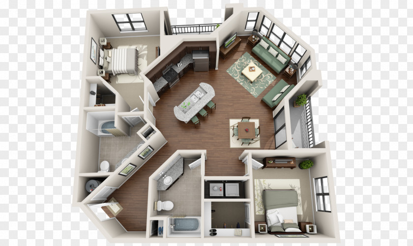 Apartment 3D Floor Plan House PNG