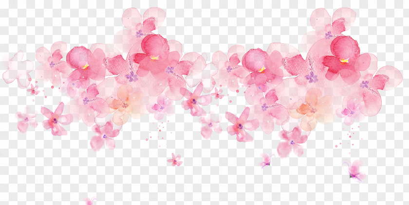 Beautiful Delicate Watercolor Flowers Peach Ink Painting PNG