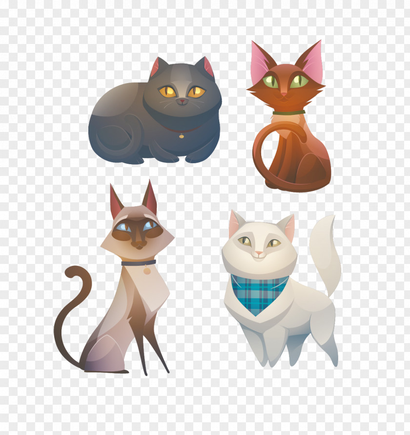 Cartoon Cat Vector Variety Of Looks Persian Kitten Pet Sitting PNG