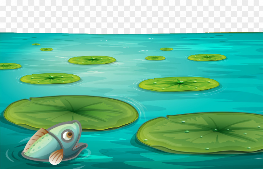 The Fish In Pond. Water Lily Pond Clip Art PNG