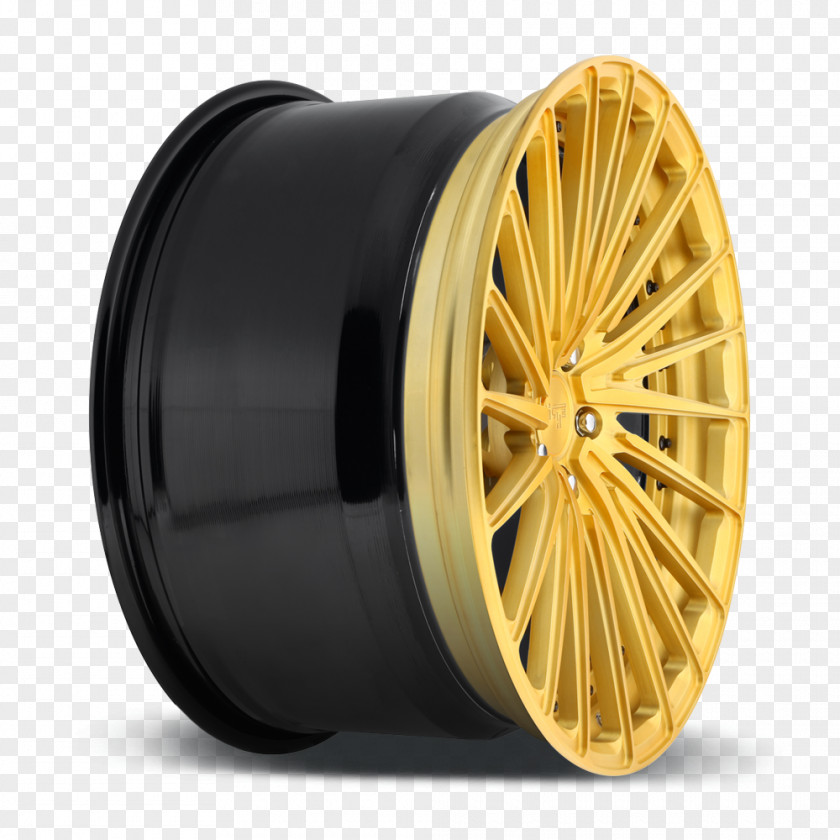 Brushed Gold Alloy Wheel Rim Forging Tire PNG