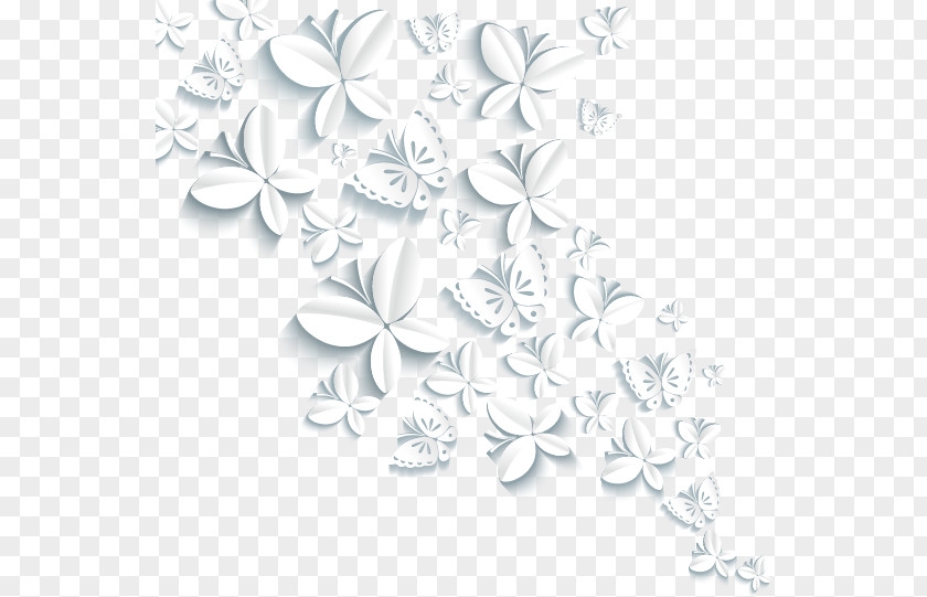 Butterfly Papercutting White PNG