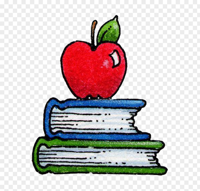 Books And Apple Student School Paper Drawing Clip Art PNG
