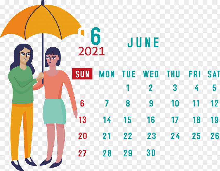 June 2021 Calendar Printable PNG