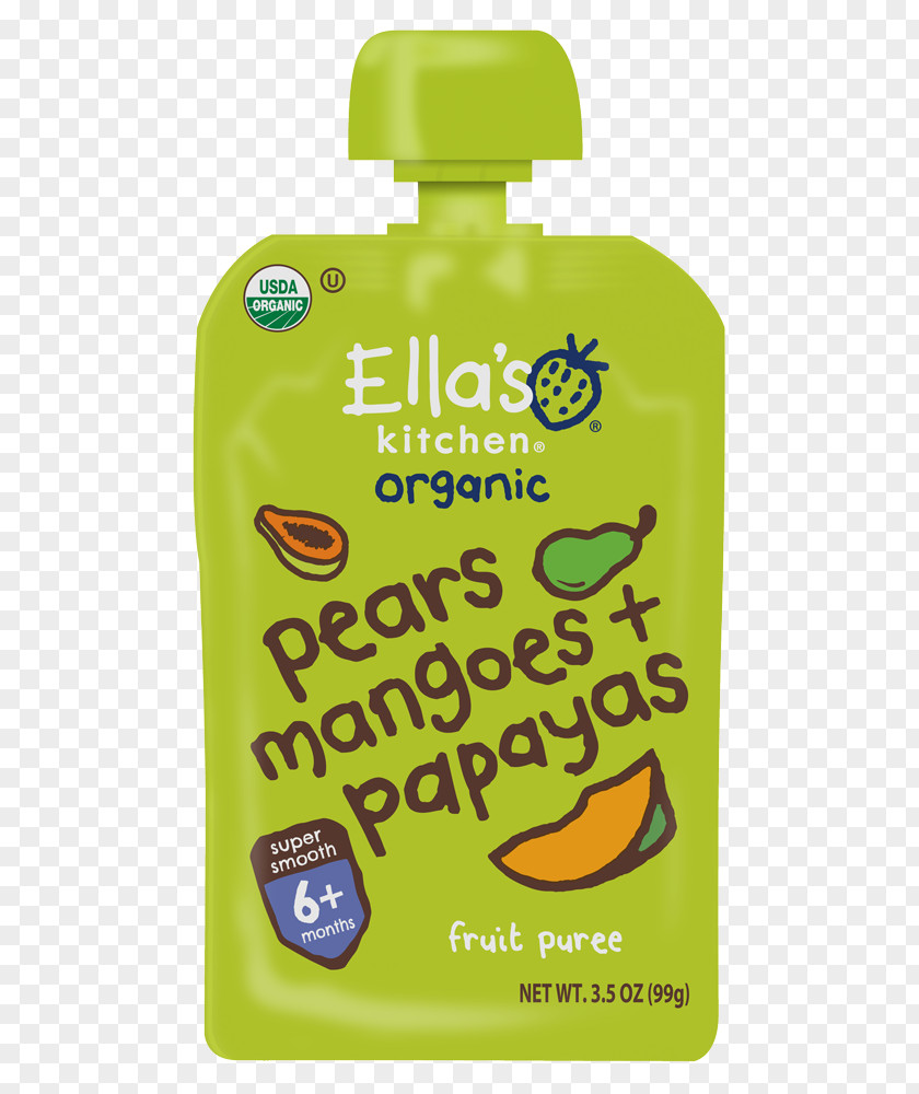 Papaya Juice Baby Food Organic Ella's Kitchen Purée Pea PNG