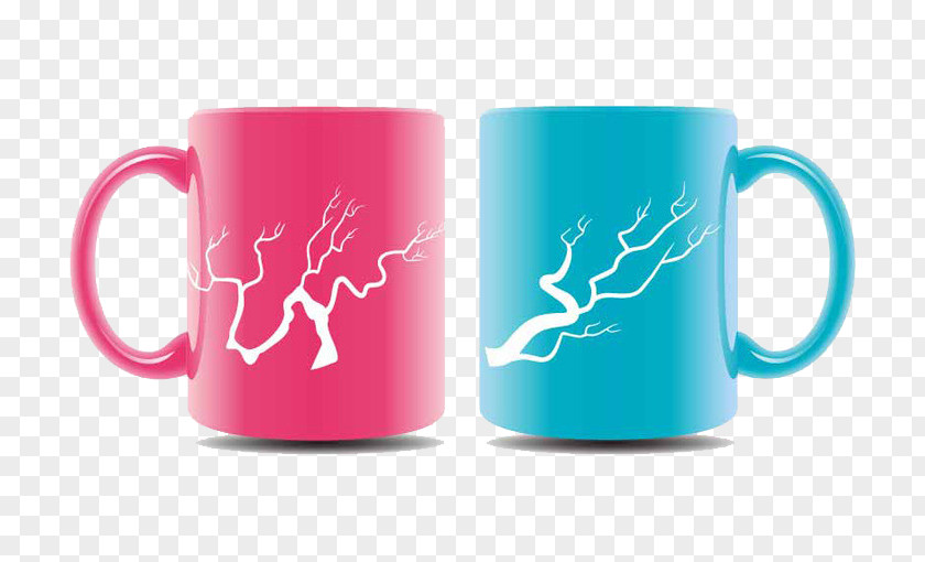 Red And Blue Cup Coffee PNG