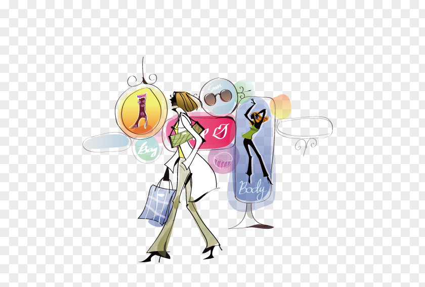 Shopping Star Poster Fashion Woman Illustration PNG