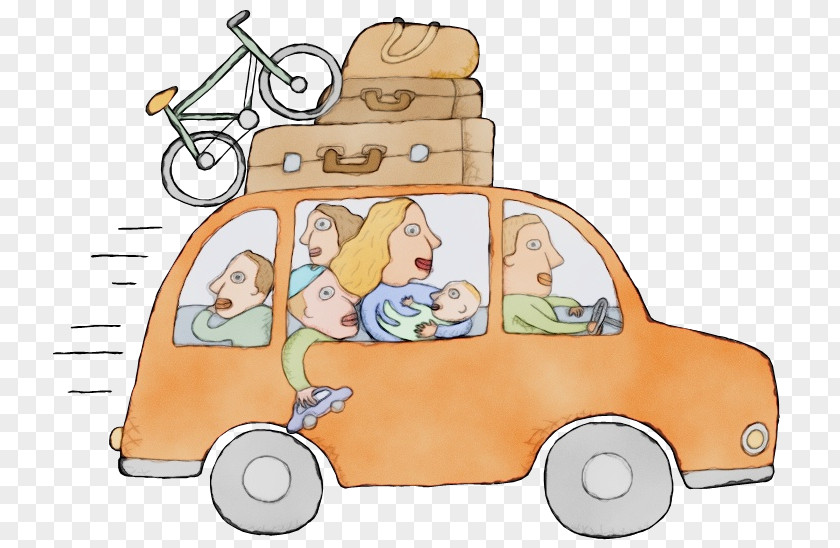 Car Driving Watercolor Summer PNG