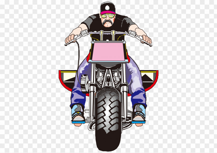 Vector Cartoon Hand-painted Ride Motorcycle Front Man Car PNG