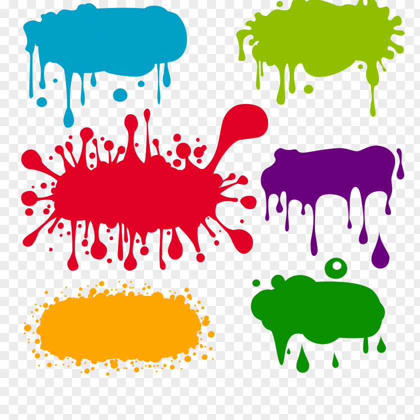 Colorful Color Ink Graffiti Vector Material PNG