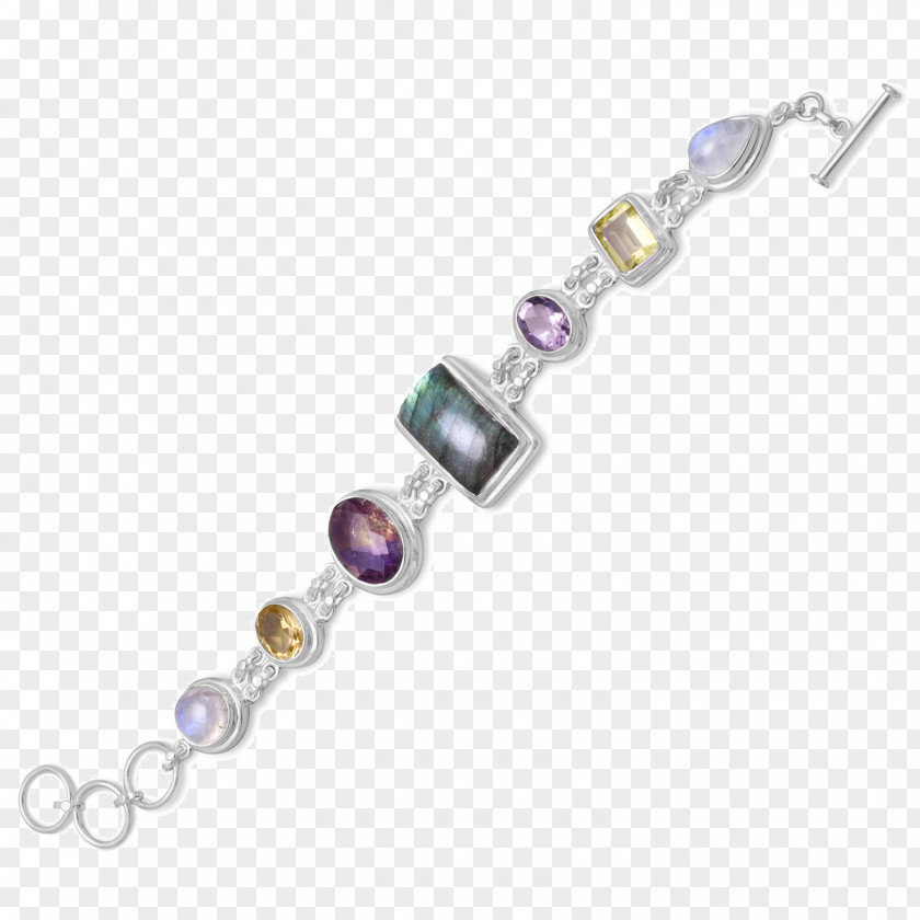 Gemstone Amethyst Charm Bracelet Bangle PNG