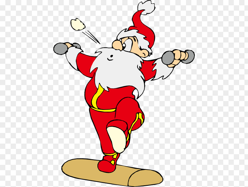Santa Fitness Claus Physical Exercise Clip Art PNG