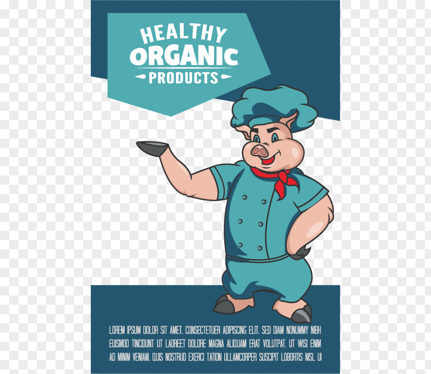 Vector Pig Cartoon Poster Cook PNG