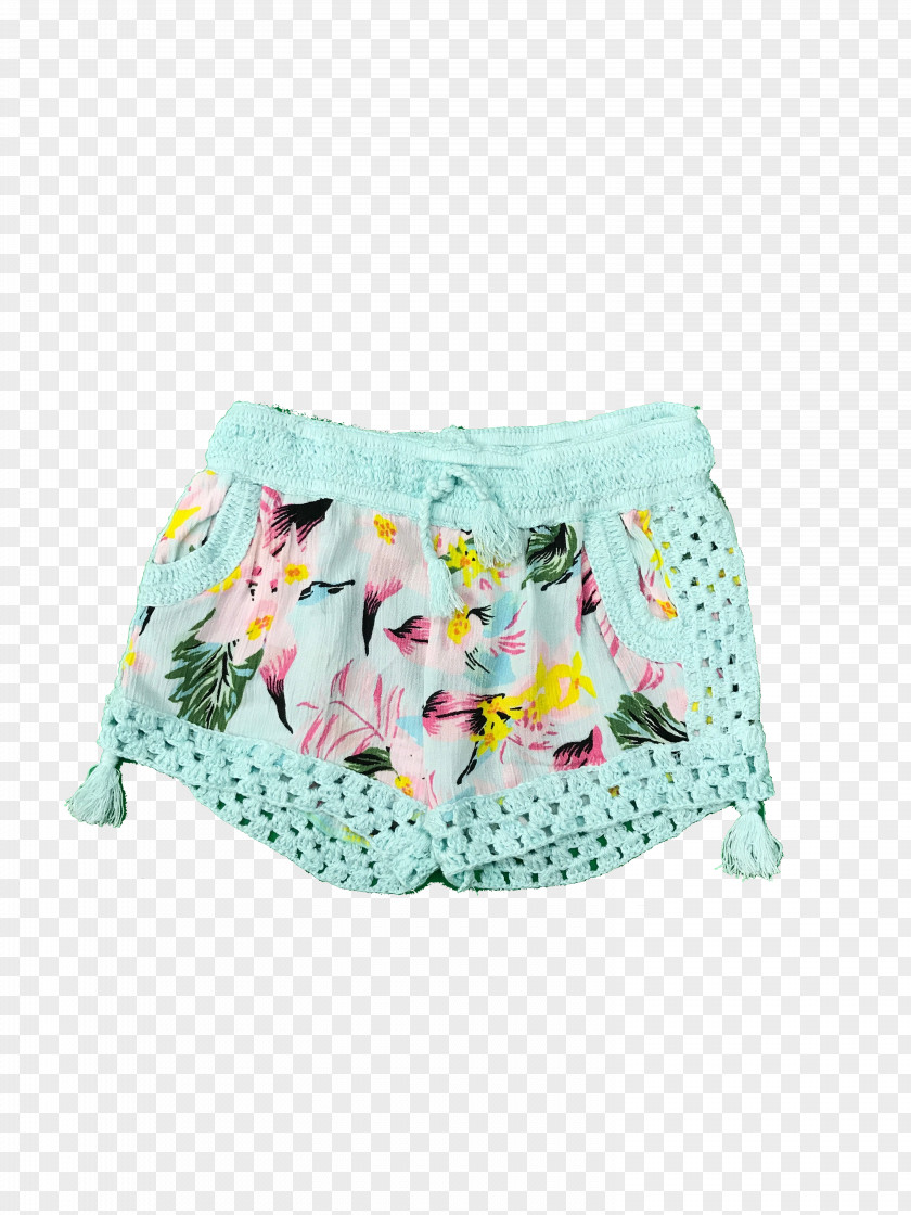 Hawaiian Watercolor Shorts Underpants Briefs Swimsuit Turquoise PNG