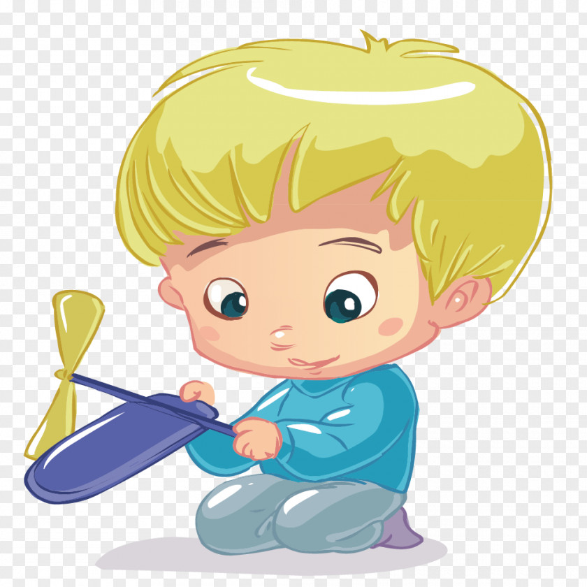 Boy Playing Bamboo Dragonfly Child Toy Vecteur PNG