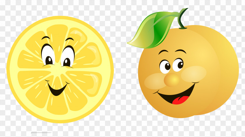 Cartoon Hand Painted Orange Lemon Collection Fruit Vegetable PNG