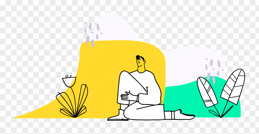 Person Sitting With Plants PNG