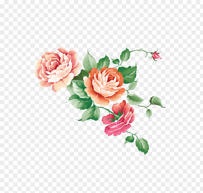 Watercolor Flowers Garden Roses Painting Ink Wash PNG
