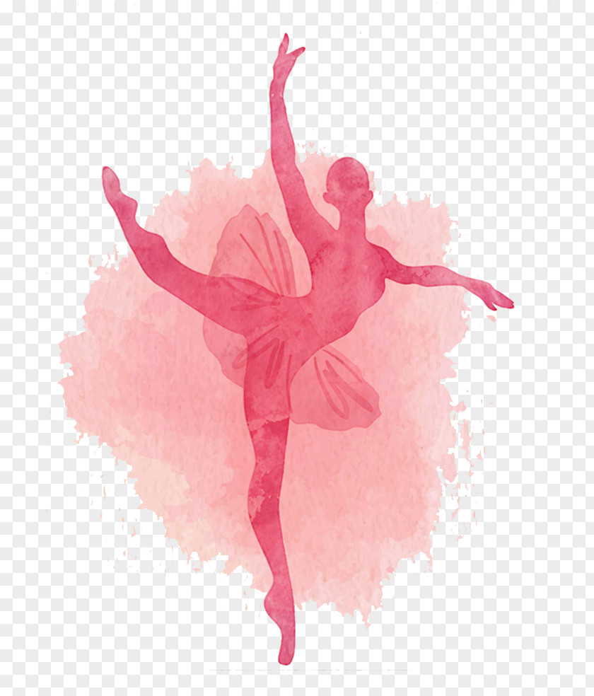 Pink Watercolor Ballet Dancer Shoe PNG