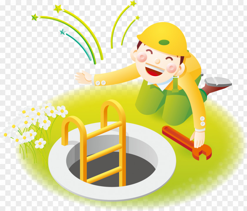 Happy Child Care Worker Cartoon Illustration PNG