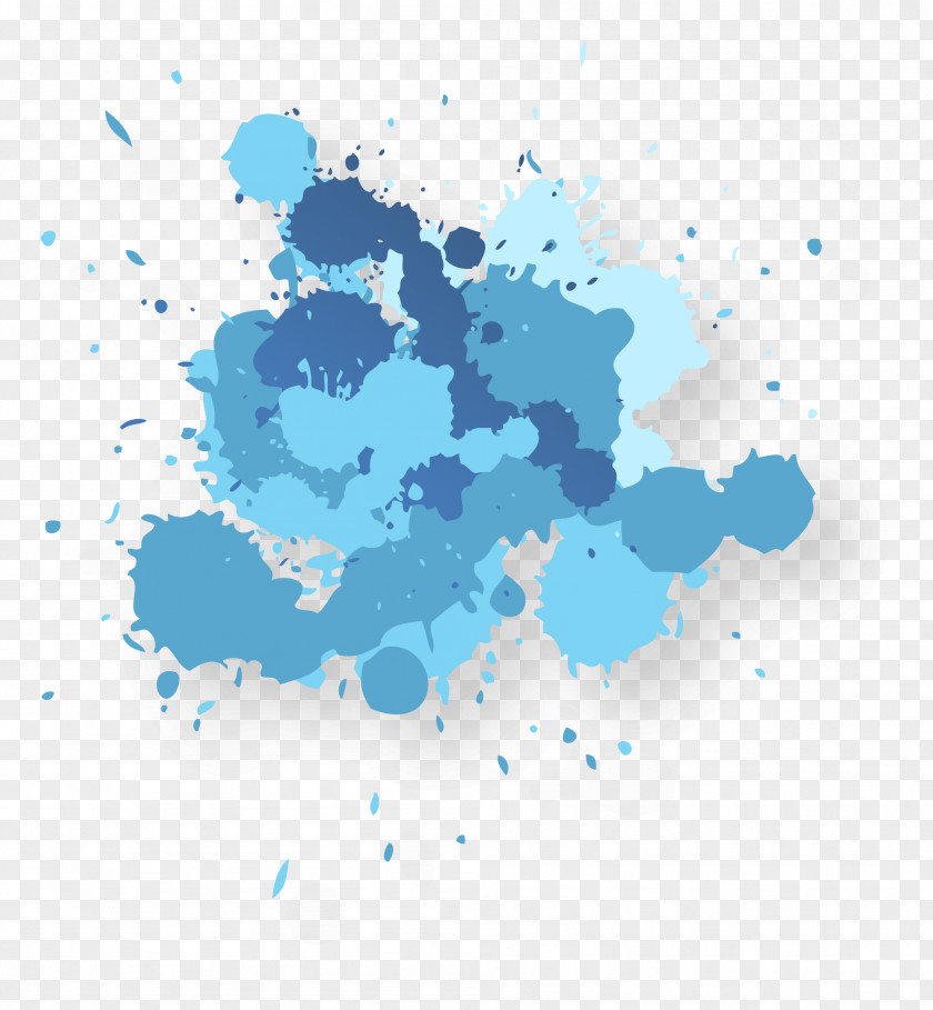 Abstract Blue Water Stains Ink Wash Painting Adobe Illustrator PNG