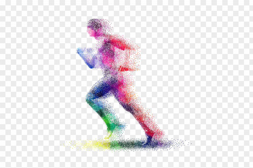 Colorful Silhouette The Color Run Running PNG