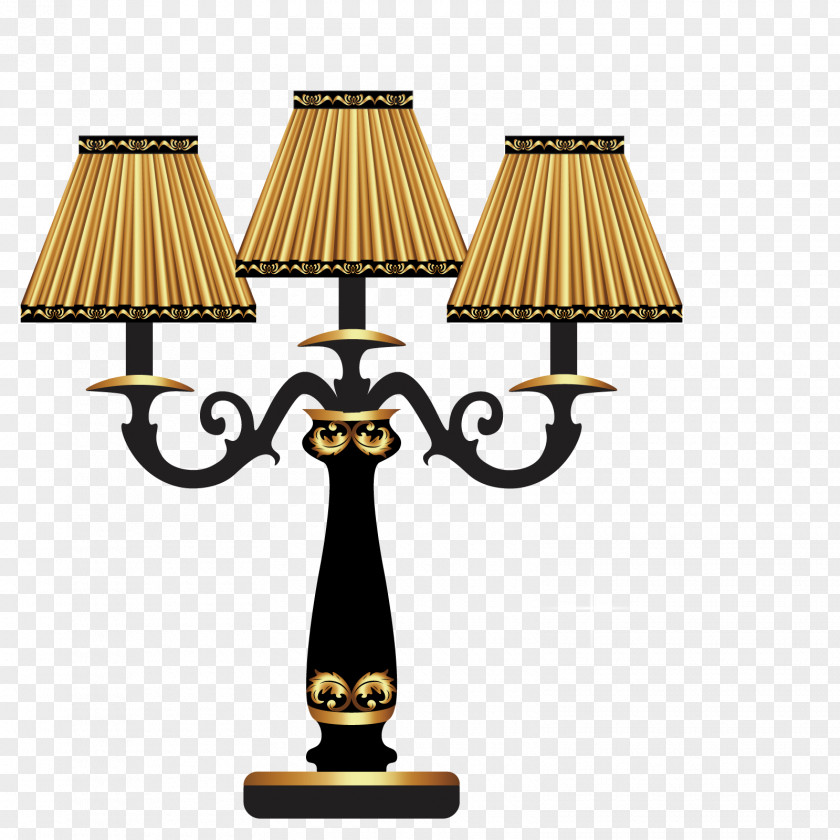 Vector Three Lamp Table Light Fixture Illustration PNG