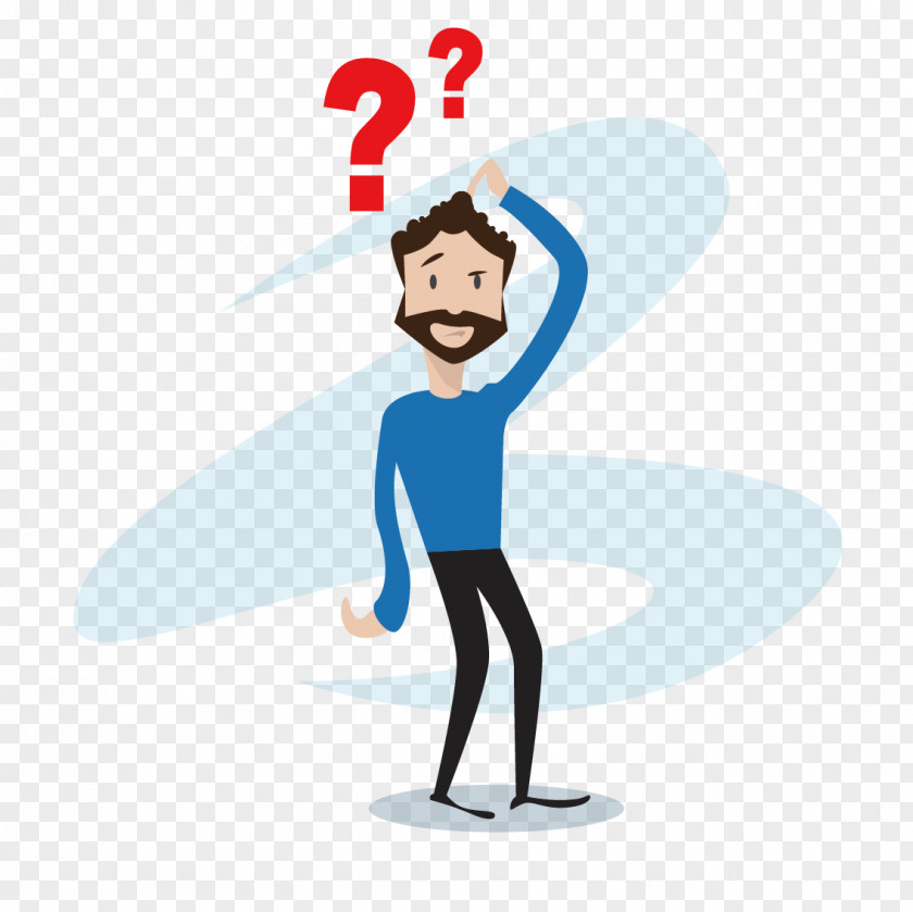 Confused Cartoon Man Question Mark Icon PNG