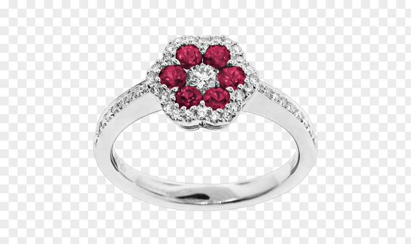 Flower Ring Engagement Ruby Gemstone Jewellery PNG