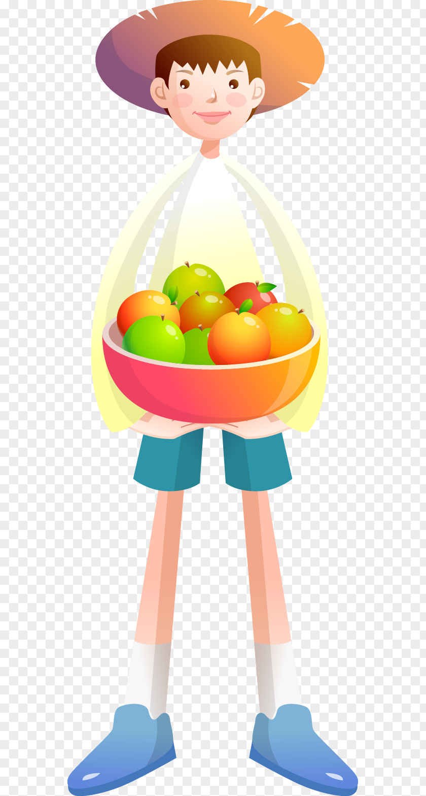 The Boy With Fruit Auglis Illustration PNG