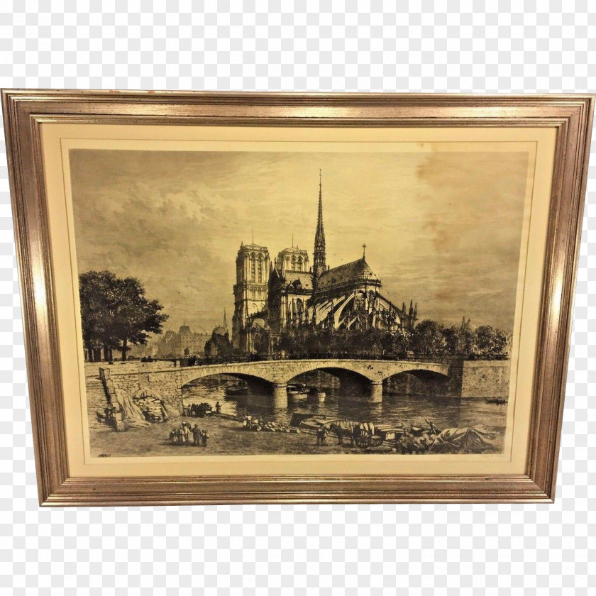 Painting Notre-Dame De Paris Etching Chartres Cathedral Printing PNG