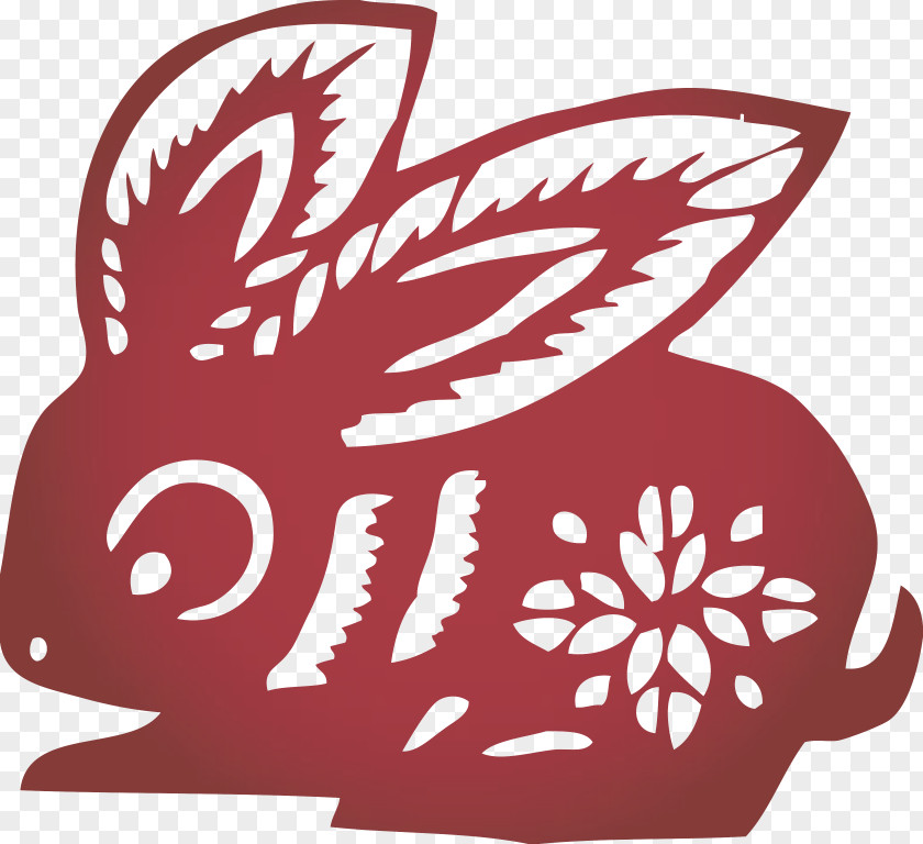 Rabbit Papercutting Chinese Paper Cutting New Year PNG