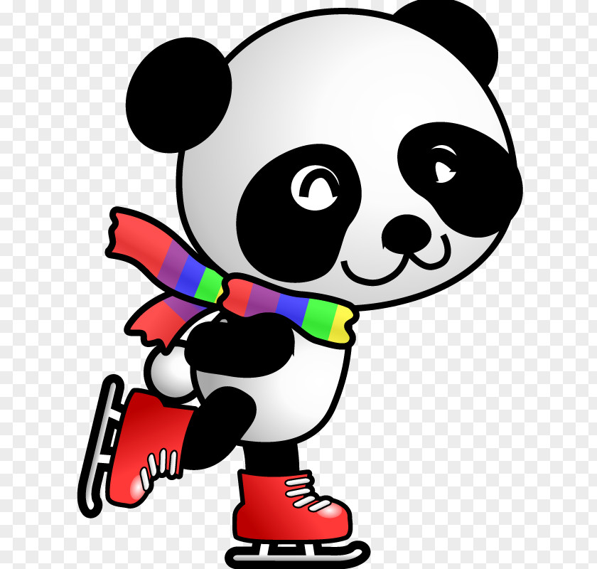 Giant Panda Ice Skating Figure Clip Art PNG