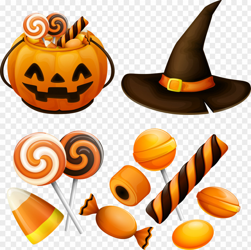 Several Vector Halloween Gifts And Decorations Candy Pumpkin Jack-o'-lantern PNG