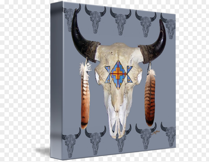 Buffalo Skull Cattle American Bison Painting Art PNG