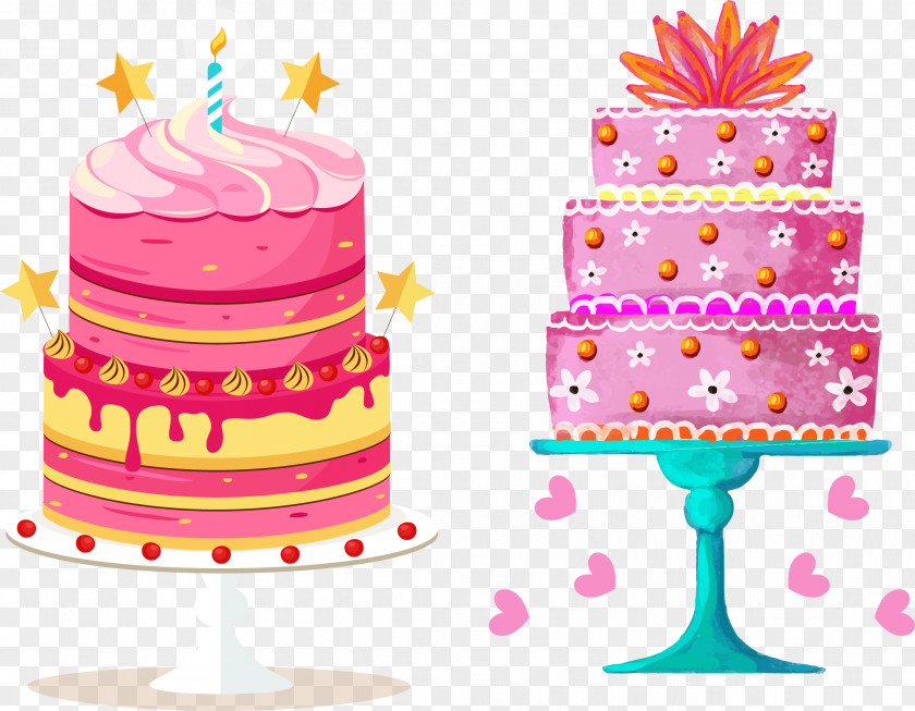 Vector Hand-painted Multi-layer Cake Birthday Wedding Layer PNG