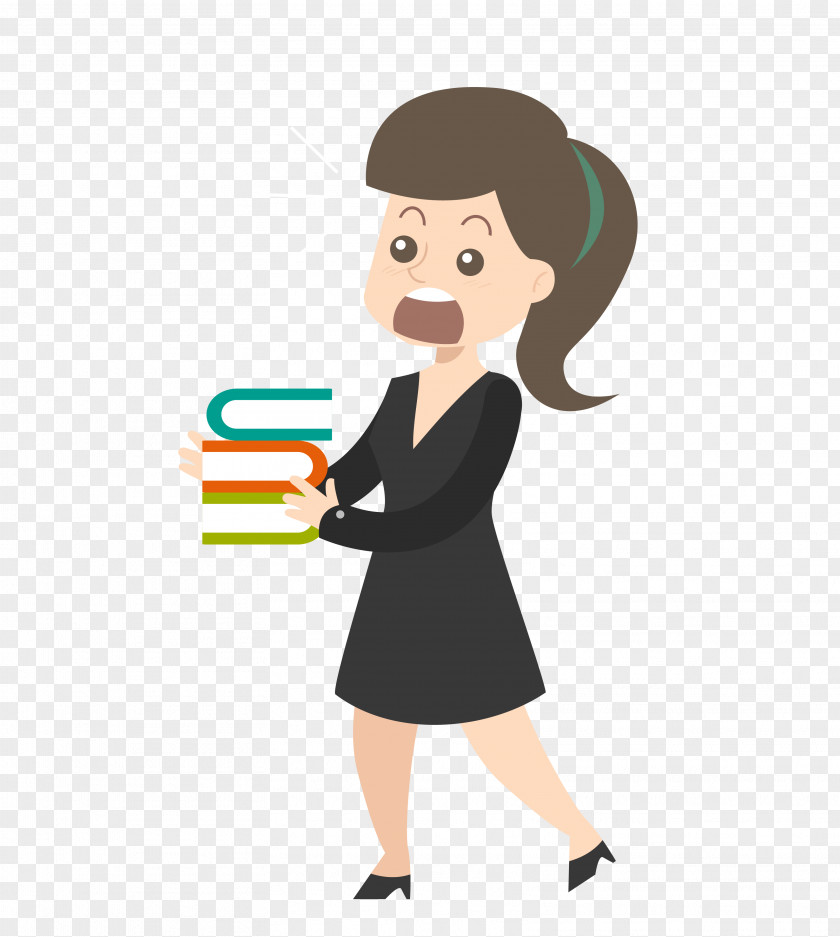 A Woman With Books Office PNG