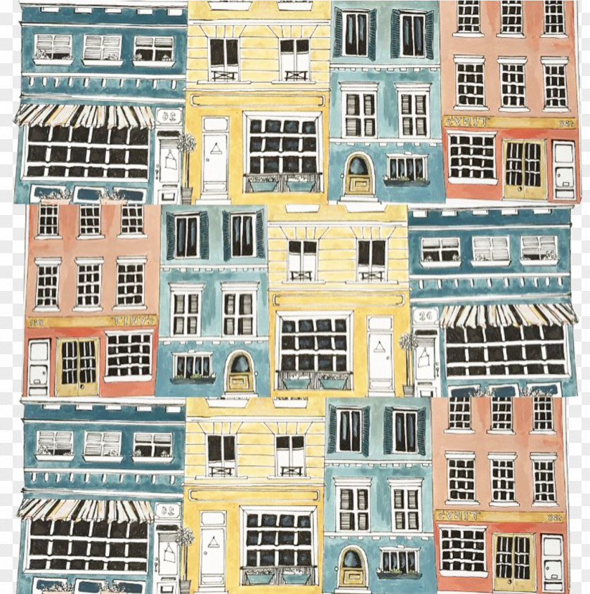 Gouache Patterns Window Facade Mixed-use PNG