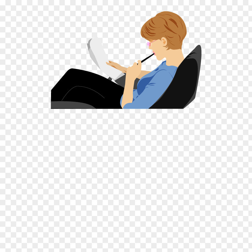 Man Sitting On The Couch Watching File Cartoon Illustration PNG