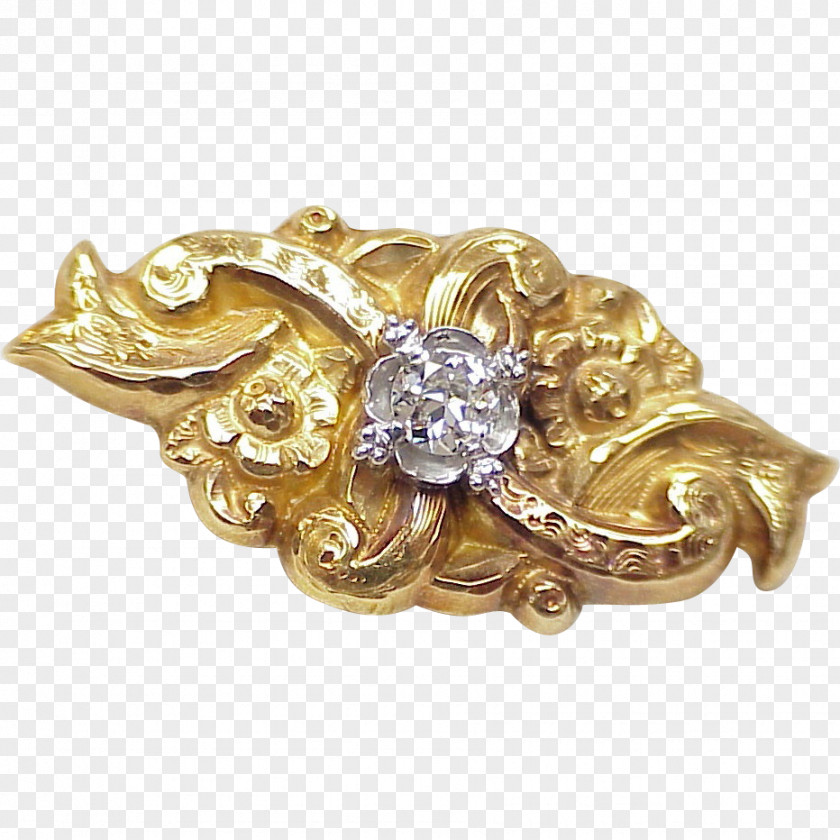 Vintage Gold Earring Brooch Jewellery Gemstone PNG
