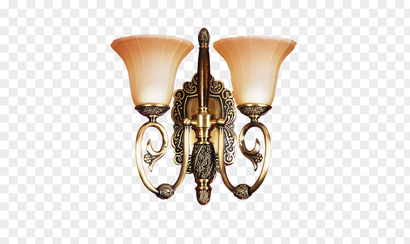 The Double-headed Copper Glass Wall Lamp Download PNG