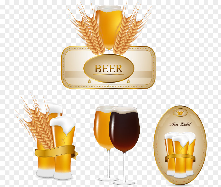 Beer Labels Vector Material, Illustration PNG