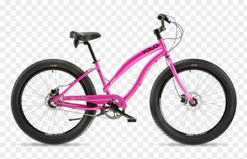 Pink Bicycle Car Cruiser Fatbike Mountain Bike PNG