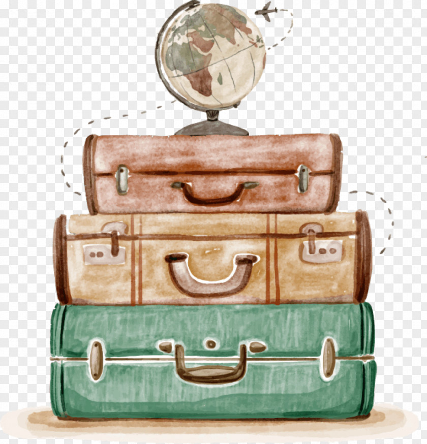 Suitcase Baggage Travel Watercolor Painting Drawing PNG