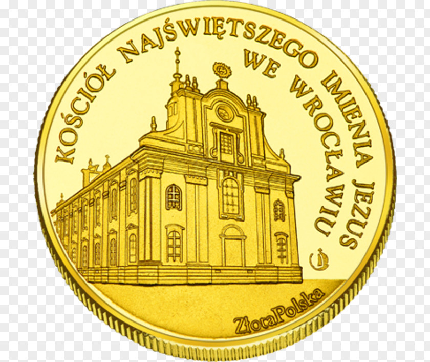 Coin Parish Of The Most Holy Name Jesus Gold Racławice Panorama Medal PNG