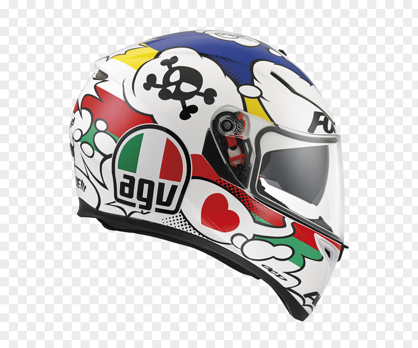 Comic Graphics Motorcycle Helmet AGV Integraalhelm PNG